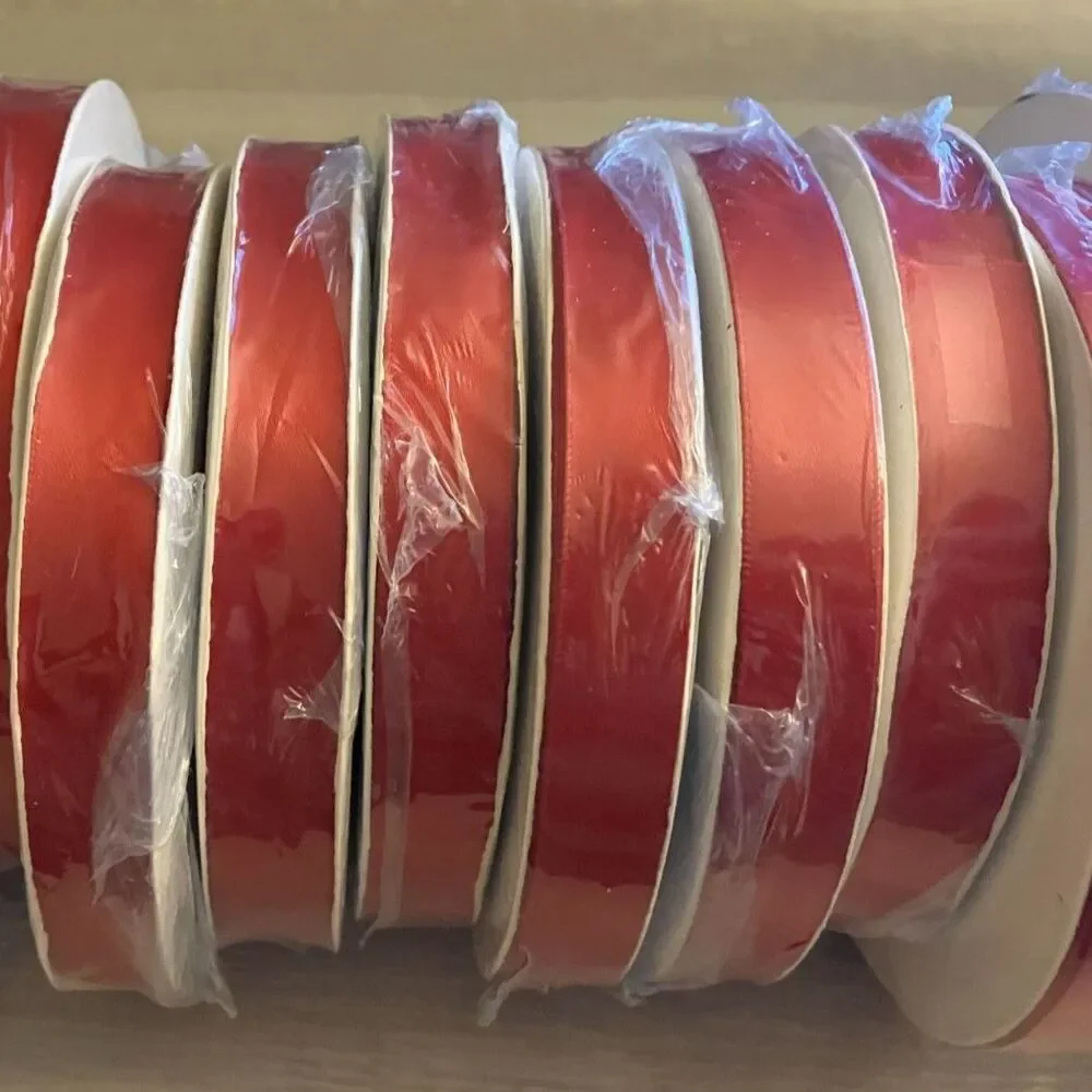 Red Double Faced Ribbon, 3/4